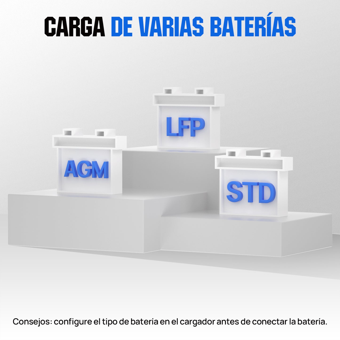 Cargador de batería inteligente de 20 A, 12 V/24 V con pantalla LCD para la mayoría de las baterías