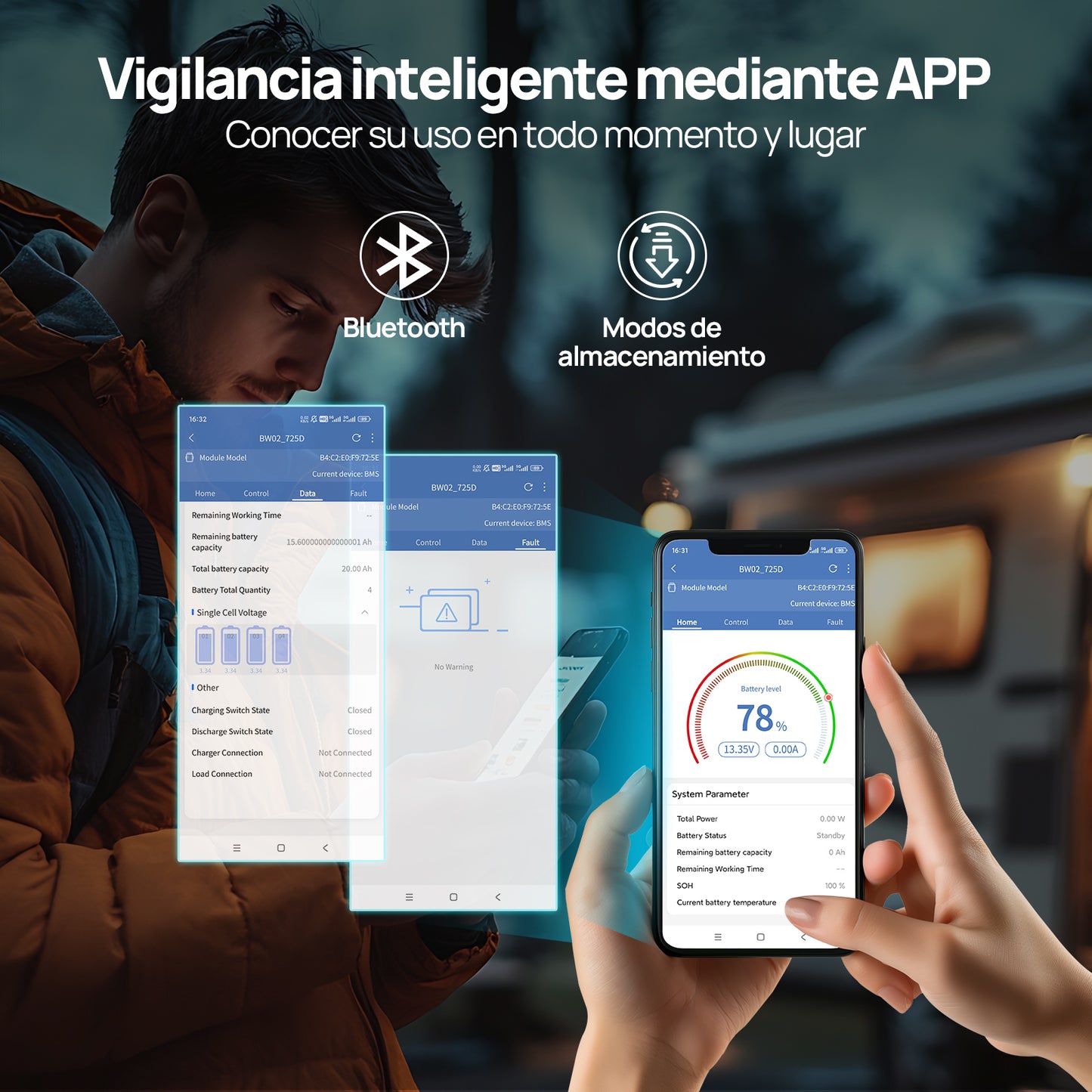 Batería de litio LiFePO4 de 12V y 300Ah con Bluetooth
