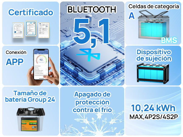 Batería Litio LiFePO4 12V 100Ah con Bluetooth - Batería Litio LiFePO4 12V - eco - worthy - es