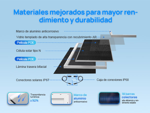 ECO-WORTHY Bifacial 195W 12V Panel Solar Monocristalino