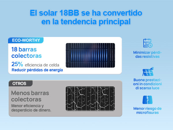 ECO-WORTHY Bifacial 195W 12V Panel Solar Monocristalino