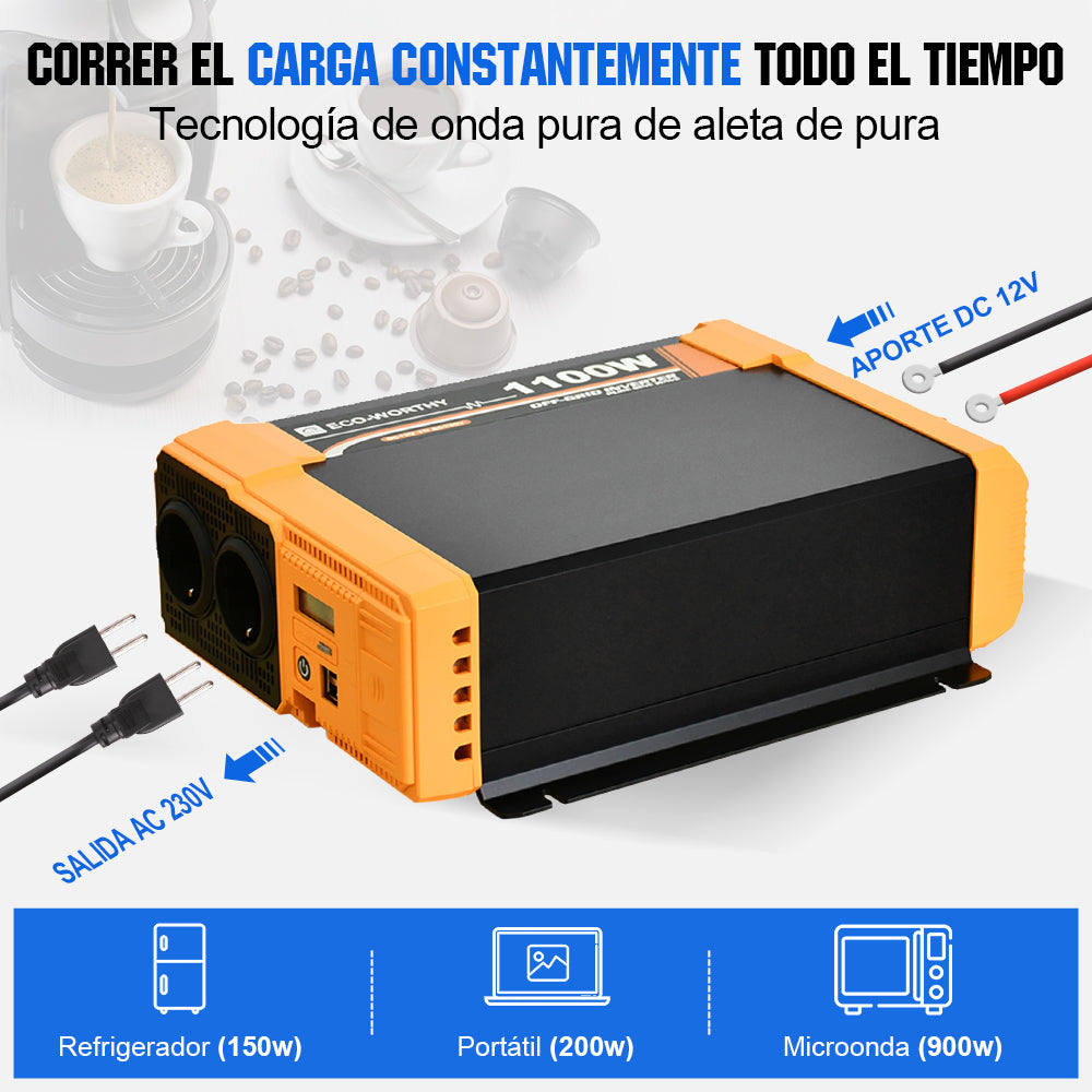 Eco_Worthy_Inversor_de_Onda_Sinusoidal_Pura_de_1100W_de_12V_a_220V_para_Kits_Solares_Aislada_2