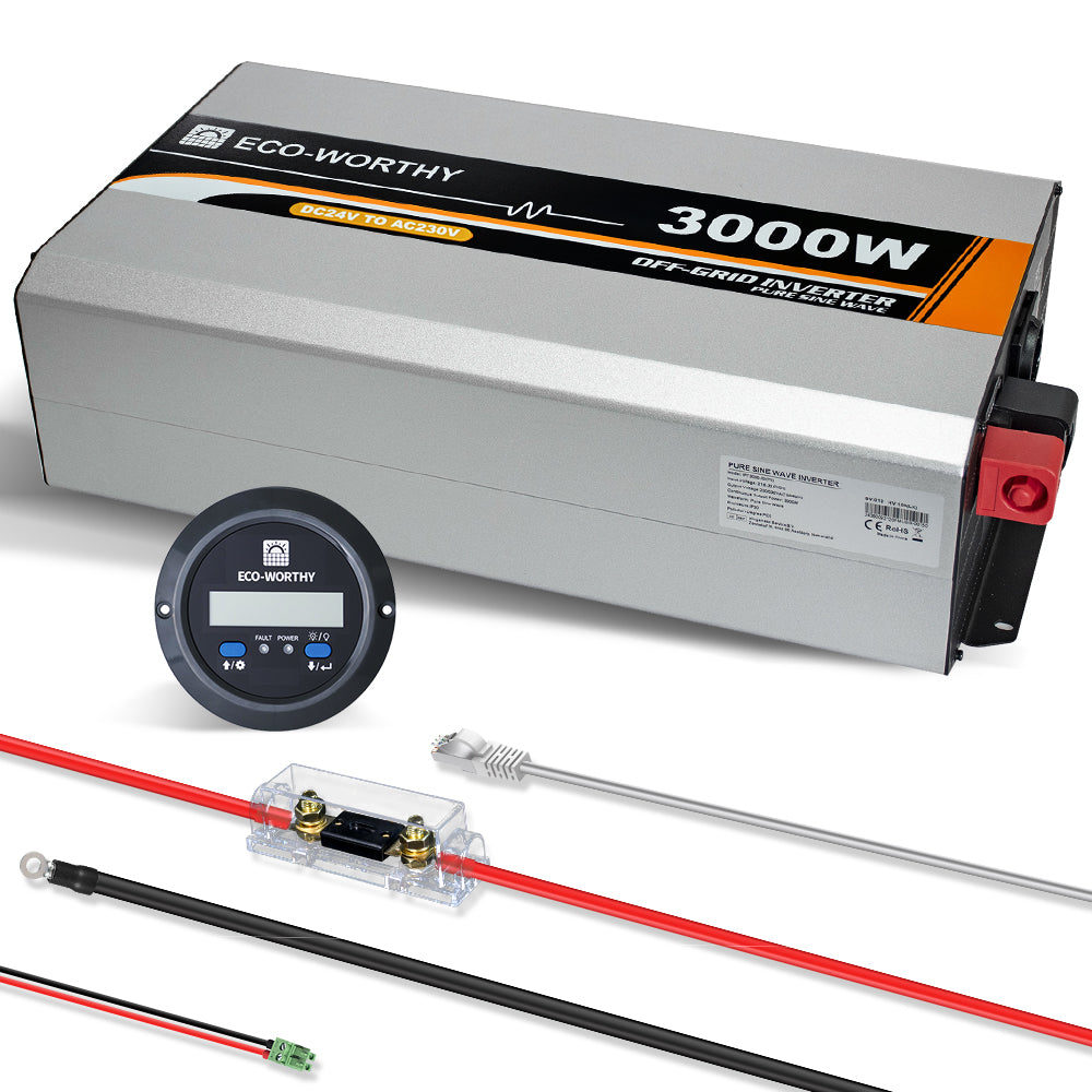 Inversor de Onda Sinusoidal Pura de 3000W de 24V a 220V para Kits Solares Aislada