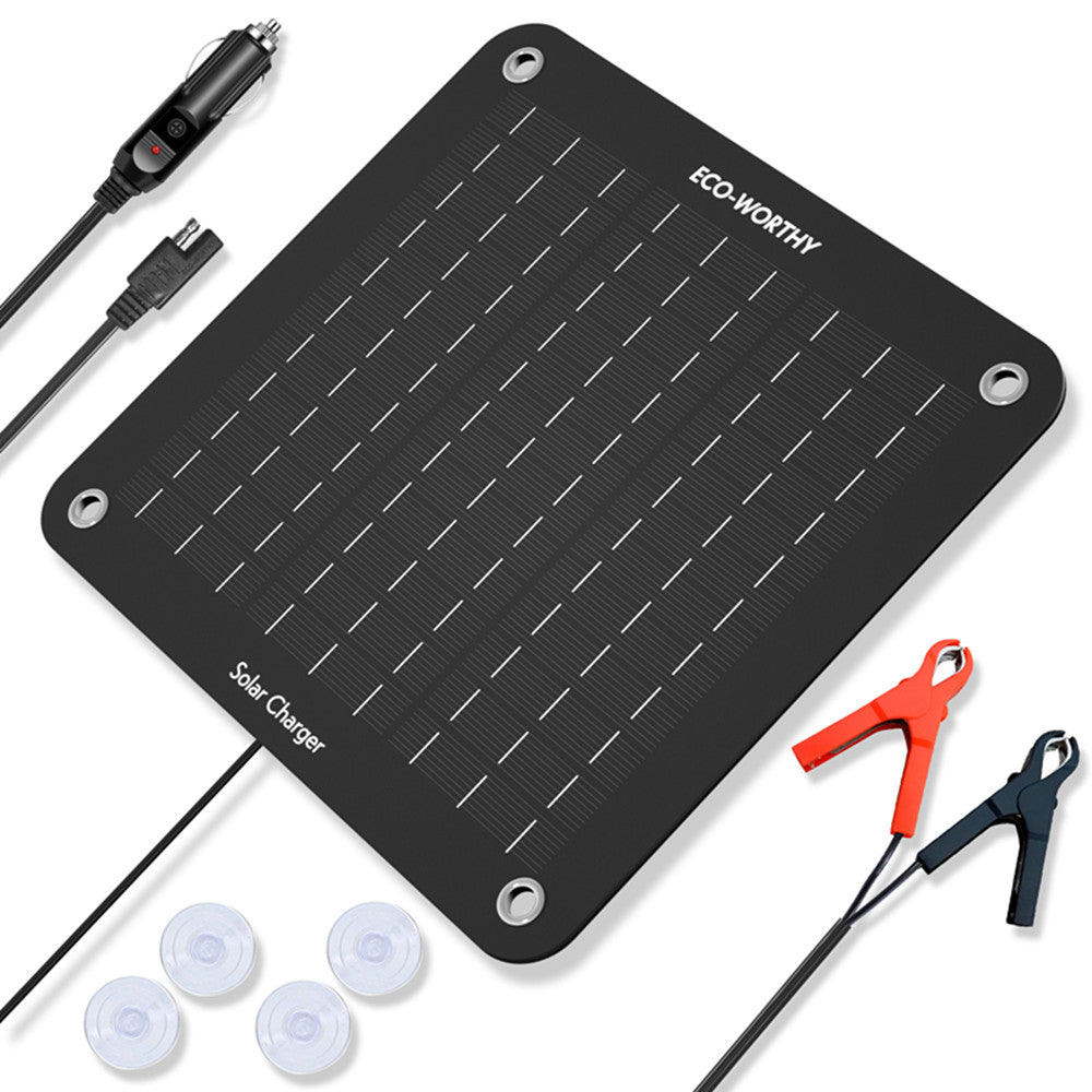 5W 10W Cargador solar portátil para baterías de 12V en automóvil y barco