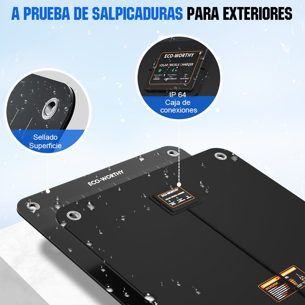 5W 10W Cargador solar portátil para baterías de 12V en automóvil y barco