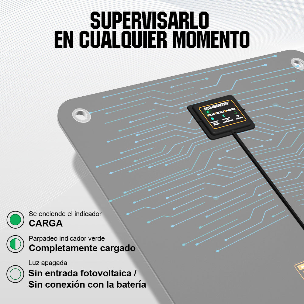 5W 10W Cargador solar portátil para baterías de 12V en automóvil y barco