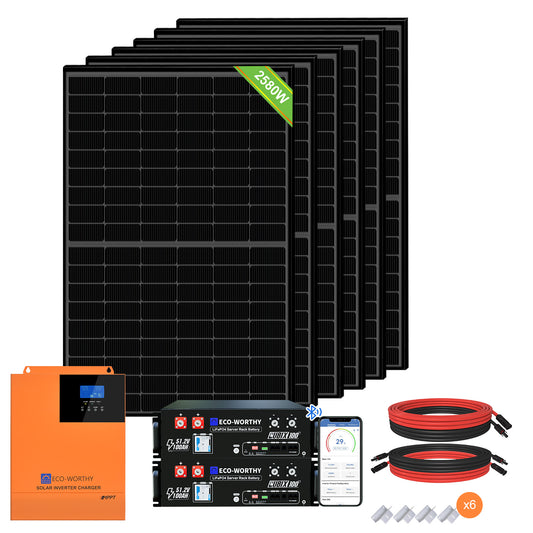 Kit solar MPPT completo para autoconsumo fuera de la red, 48V 2580W(6 x 430W) - 2000W - 5000W Kit Solar Aislada - eco - worthy - es