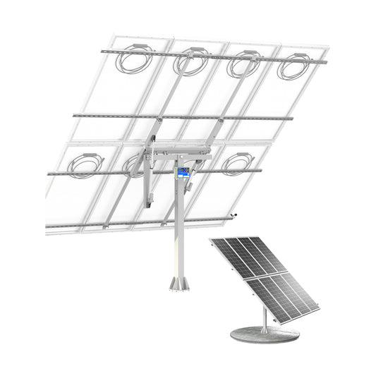 Sistema de seguimiento solar de doble eje ECO-WORTHY (versión extendida, +40% de eficiencia) con controlador de seguimiento