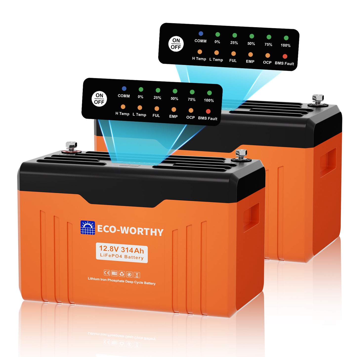 Batería de litio LiFePO4 de 12V y 314Ah con Bluetooth - Batería Litio LiFePO4 12V - eco - worthy - es