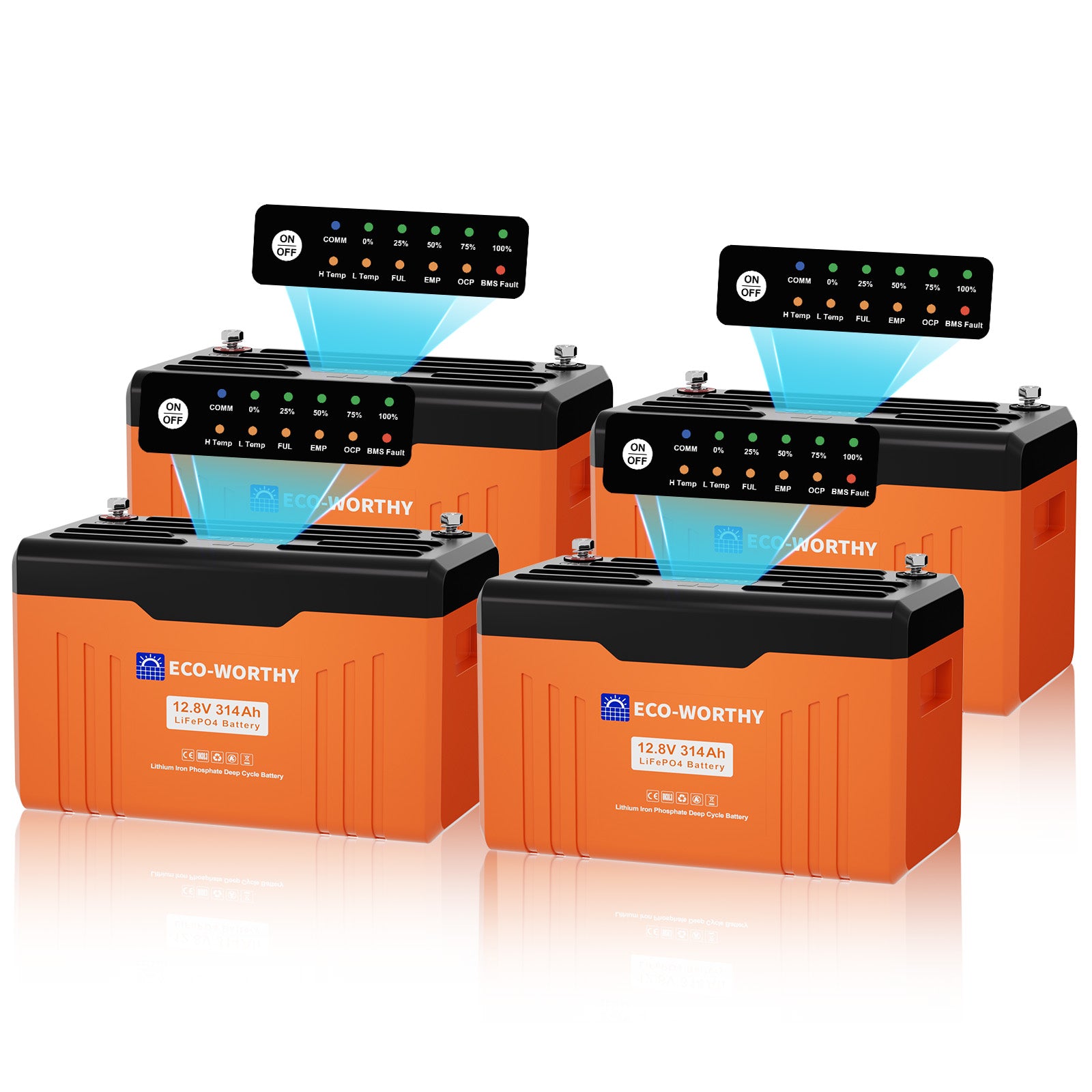 Batería de litio LiFePO4 de 12V y 314Ah con Bluetooth - Batería Litio LiFePO4 12V - eco - worthy - es