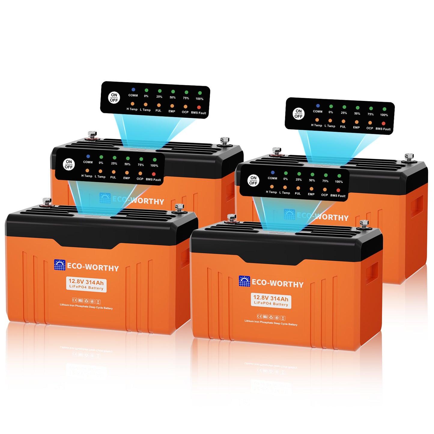 Batería de litio LiFePO4 de 12V y 314Ah con Bluetooth - Batería Litio LiFePO4 12V - eco - worthy - es