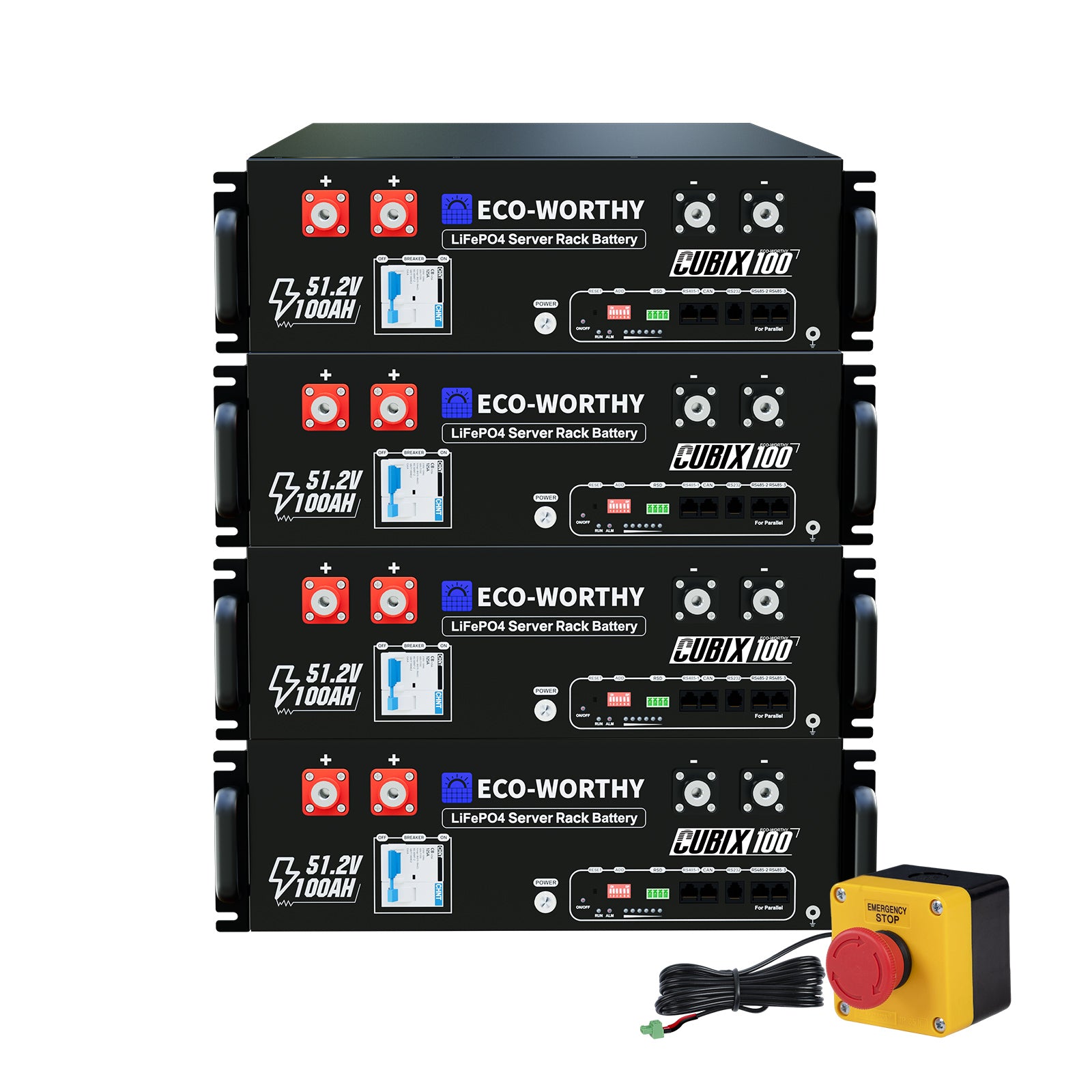 Batería para rack de servidor ECO - WORTHY de 48V(51,2V) 100 Ah LiFePO4, tamaño 3U, con Bluetooth y wifi - Versión 3 - Batería Litio LiFePO4 48V - eco - worthy - es