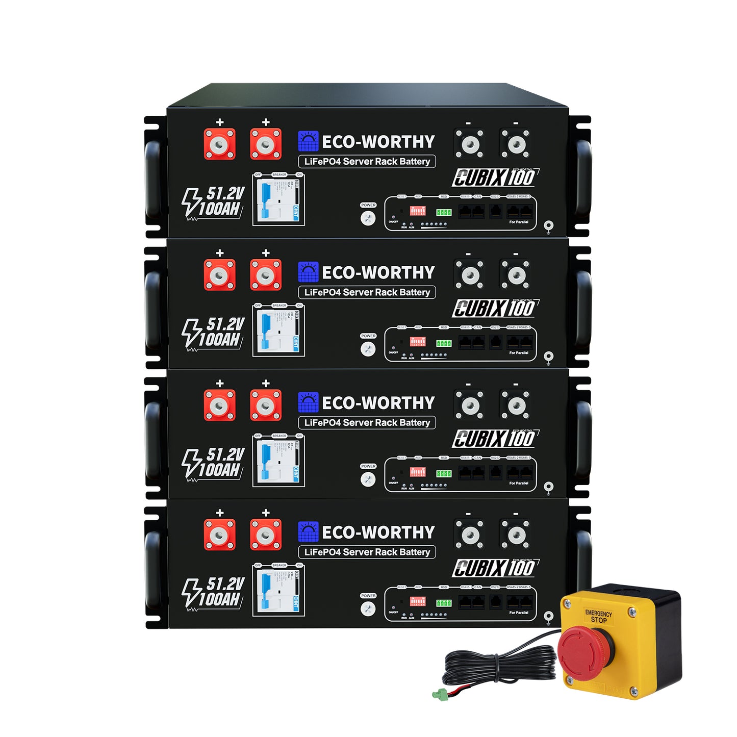 Batería para rack de servidor ECO - WORTHY de 48V(51,2V) 100 Ah LiFePO4, tamaño 3U, con Bluetooth y wifi - Versión 3 - Batería Litio LiFePO4 48V - eco - worthy - es