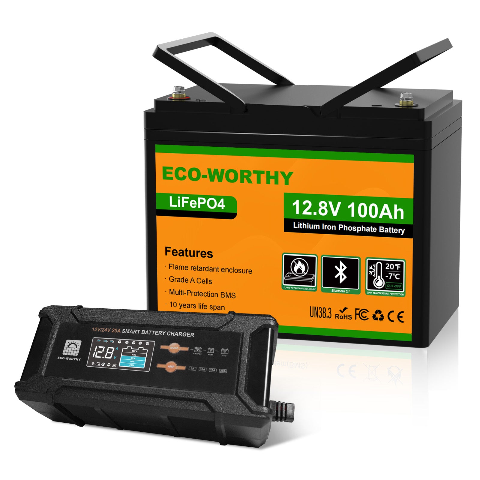Batería Litio LiFePO4 12V 100Ah con Bluetooth - Batería Litio LiFePO4 12V - eco - worthy - es