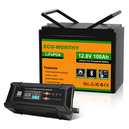 Batería Litio LiFePO4 12V 100Ah con Bluetooth - Batería Litio LiFePO4 12V - eco - worthy - es