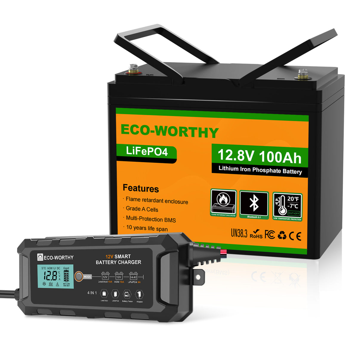 Batería Litio LiFePO4 12V 100Ah con Bluetooth - Batería Litio LiFePO4 12V - eco - worthy - es