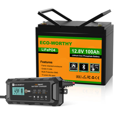 Batería Litio LiFePO4 12V 100Ah con Bluetooth - Batería Litio LiFePO4 12V - eco - worthy - es