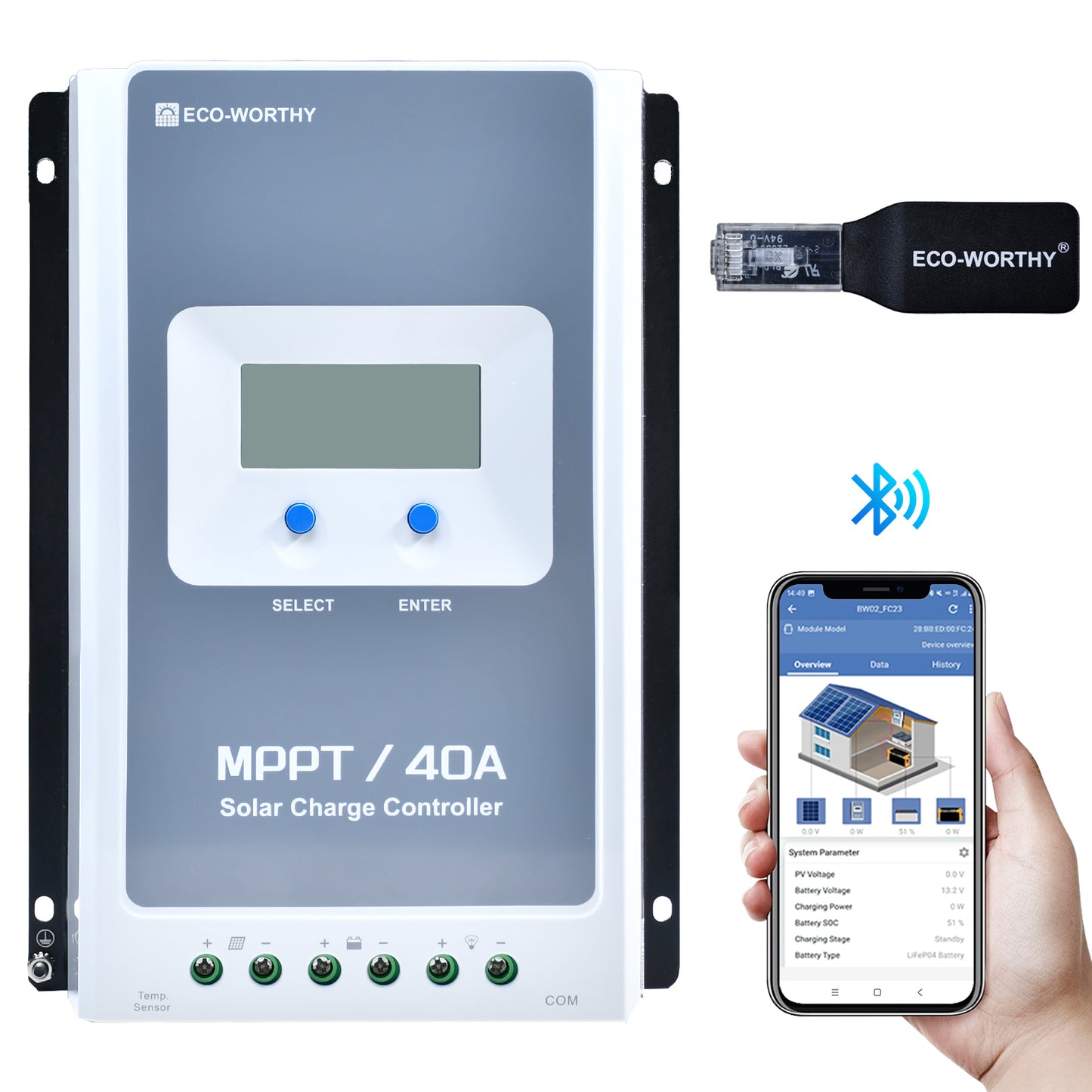 Regulador de Carga MPPT-OLED 12/24V 40A