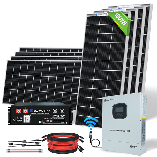 Kit solar MPPT completo para autoconsumo fuera de la red, 48V 1560W(8 x 195W bifaciales) - 1000W - 2000W Kit Solar Aislada - eco - worthy - es