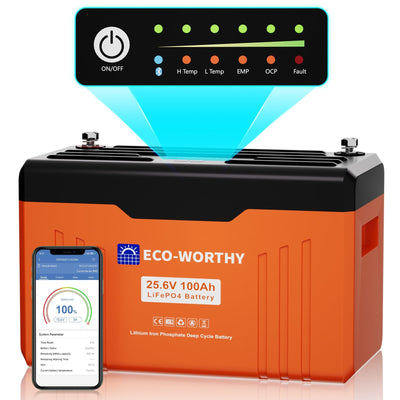 Batería Litio LiFePO4 24V 100Ah Con Bluetooth y WiFi - Batería Litio LiFePO4 24V - eco - worthy - es