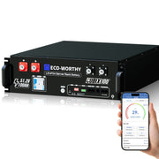 Batería para rack de servidor ECO-WORTHY de 48V(51,2V) 100 Ah LiFePO4, tamaño 3U, con Bluetooth y wifi- Versión 3