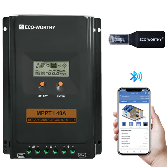 Regulador de Carga MPPT - OLED 12/24V 40A - Regulador de Carga - eco - worthy - es