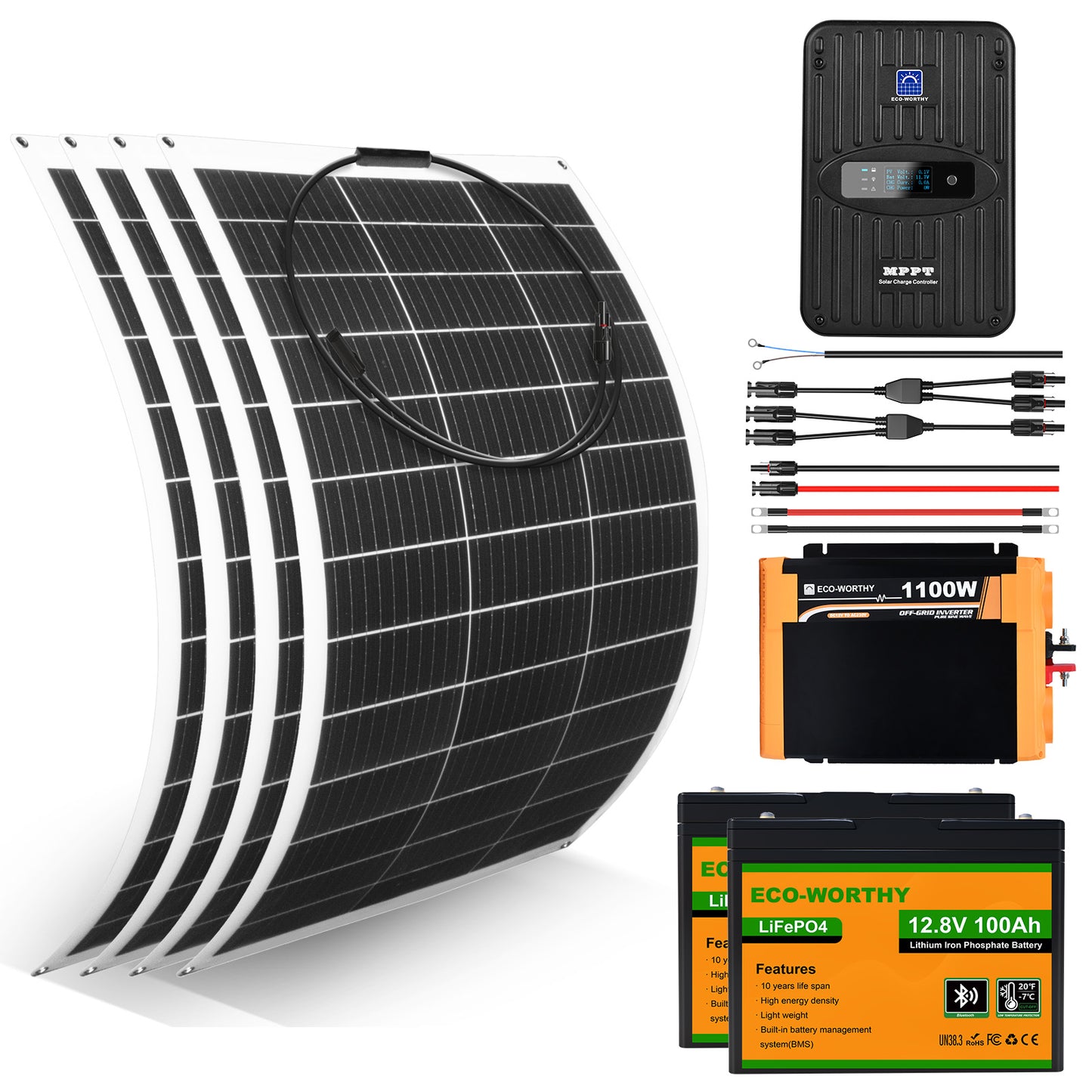 Kit Solar Para Embarcaciones Y Barcos 130W 260W 390W 520W 12V con Batería de Litio