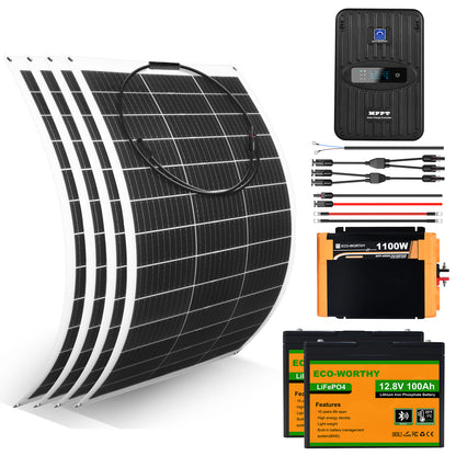 Kit Solar Para Embarcaciones Y Barcos 130W 260W 390W 520W 12V con Batería de Litio - 100W - 1000W Kit Solar Aislada - eco - worthy - es