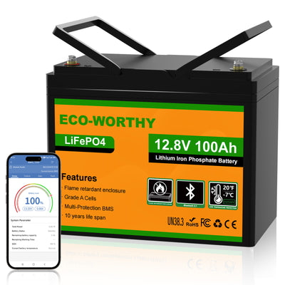 Batería Litio LiFePO4 12V 100Ah con Bluetooth - Batería Litio LiFePO4 12V - eco - worthy - es