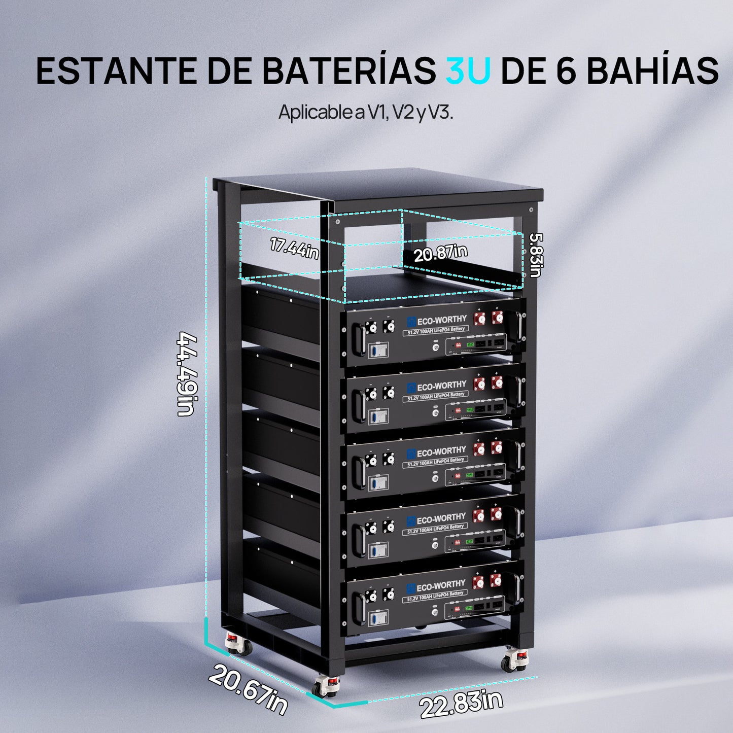 Rack ECO-WORTHY de 6 capas 19 pulgadas para baterías de servidores