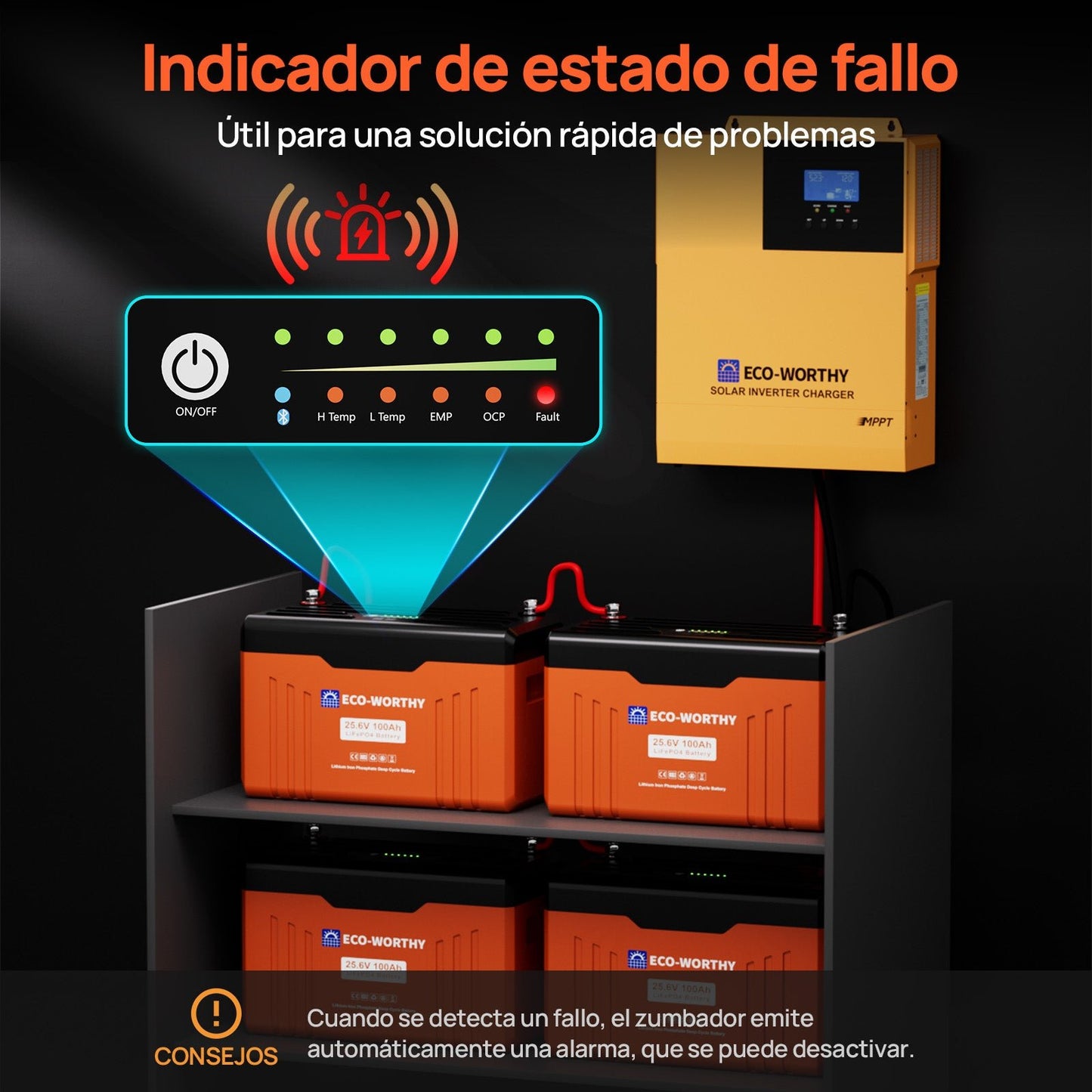 Batería Litio LiFePO4 24V 100Ah Con Bluetooth y WiFi - Batería Litio LiFePO4 24V - eco - worthy - es