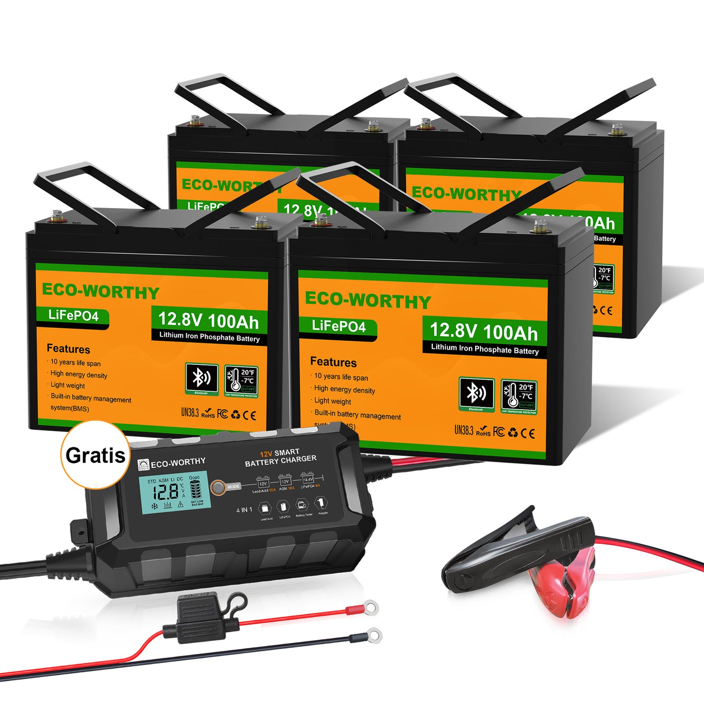 Batería Litio LiFePO4 12V 100Ah con Bluetooth