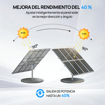 Sistema de seguimiento solar de doble eje ECO - WORTHY (versión extendida, +40% de eficiencia) con controlador de seguimiento - eco - worthy - es