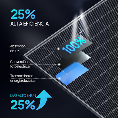 Eco-Worthy Panel Solar de 500W Bifacial Monocristalino N-Type Topcon