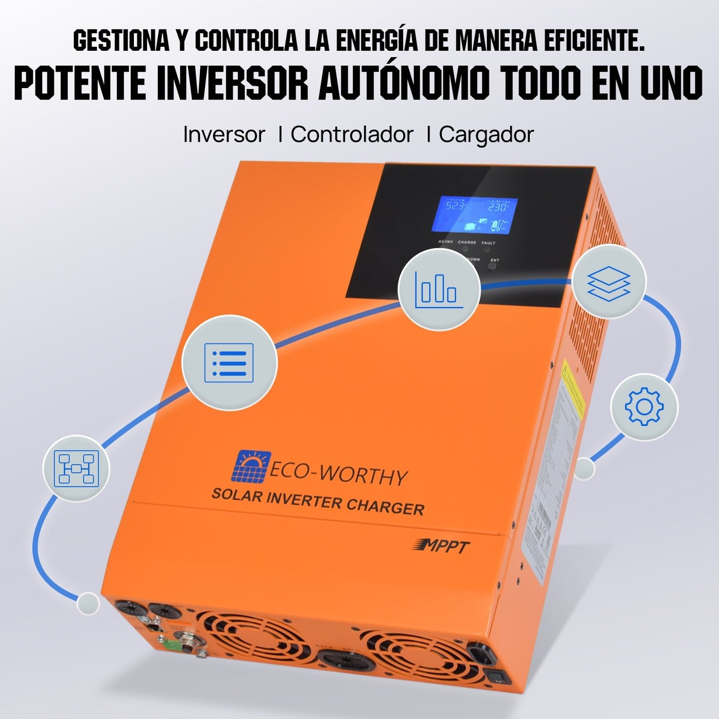 Energía de respaldo para el hogar ECO - WORTHY con LiFePO4 de 48V 100Ah e inversor híbrido de 48V 5000W - 1000W - 2000W Kit Solar Aislada - eco - worthy - es