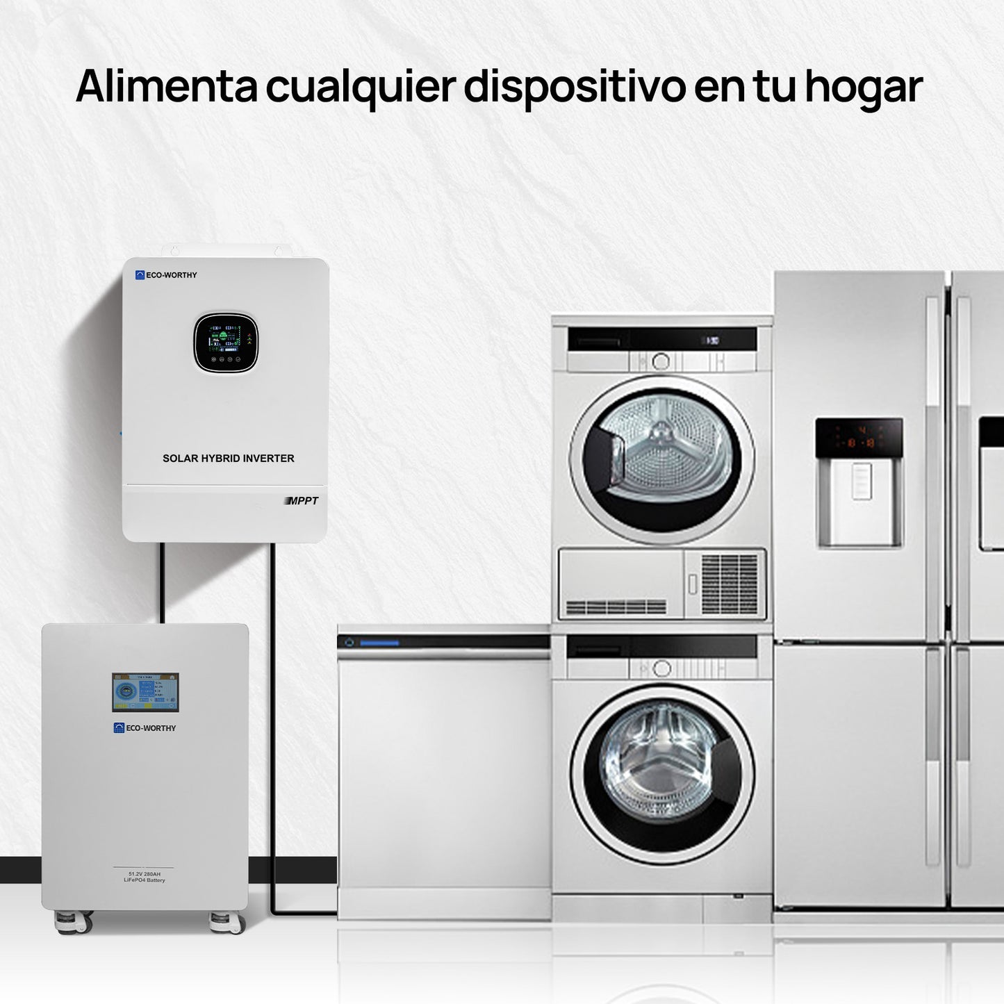 【Preventa】Batería LiFePO4 ECO-WORTHY de 48V 280Ah | Batería solar de respaldo para el hogar | Montaje en pared