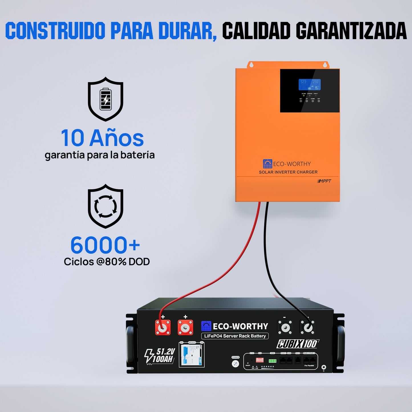 Energía de respaldo para el hogar ECO - WORTHY con LiFePO4 de 48V 100Ah e inversor híbrido de 48V 5000W - 1000W - 2000W Kit Solar Aislada - eco - worthy - es