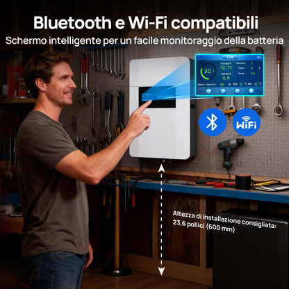 Batería de interior de montaje en pared ECO - WORTHY de 48V 100Ah con caja de conexiones | IEC 62619 | Apta para bajas temperaturas | 10 años de garantía - Batería Litio LiFePO4 48V - eco - worthy - es