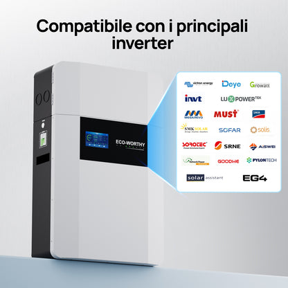 Batería de interior de montaje en pared ECO - WORTHY de 48V 100Ah con caja de conexiones | IEC 62619 | Apta para bajas temperaturas | 10 años de garantía - Batería Litio LiFePO4 48V - eco - worthy - es