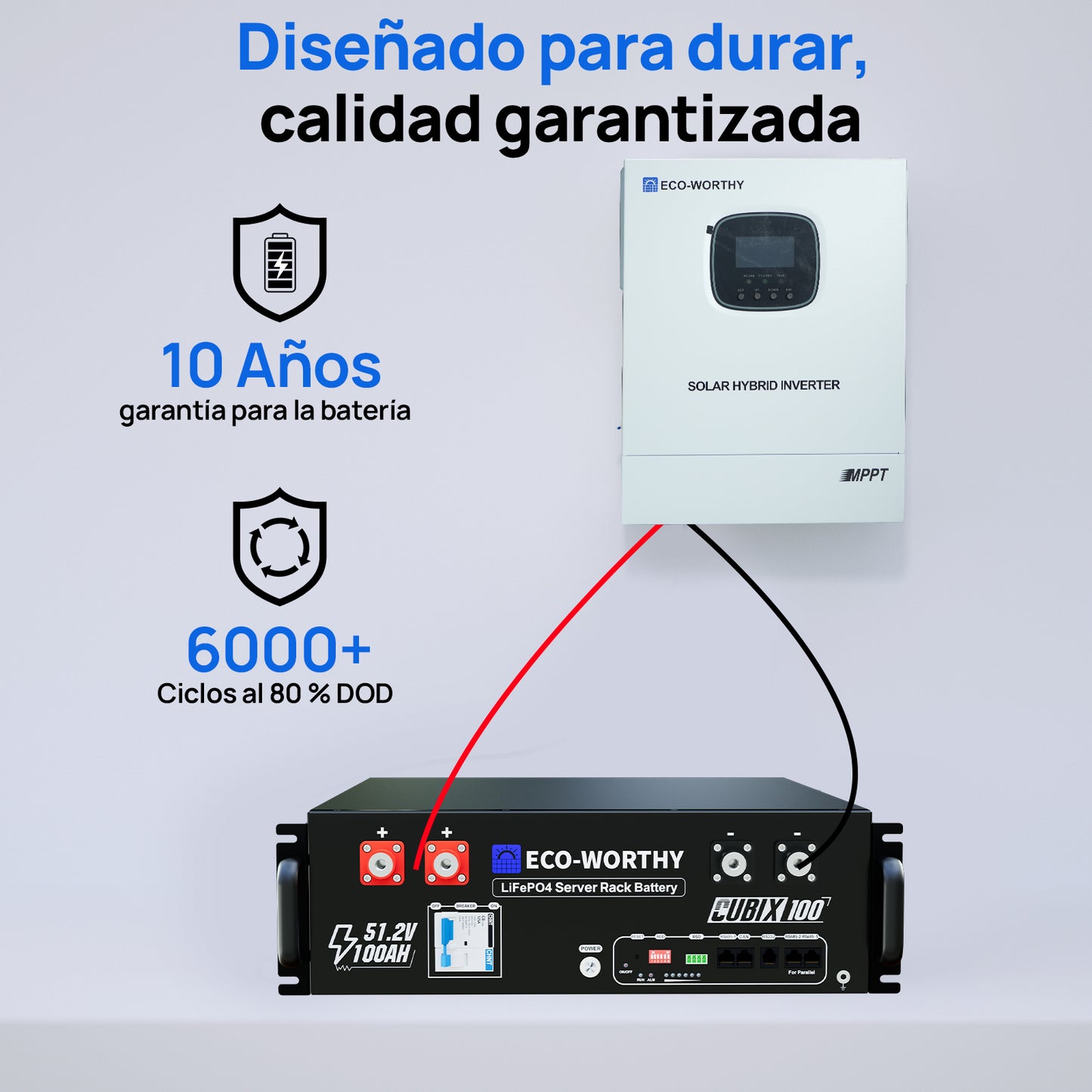 Sistema de respaldo doméstico ECO - WORTHY de 5,12 kWh con LiFePO4 de 48V 100Ah e inversor híbrido de 48V 3000W - 1000W - 2000W Kit Solar Aislada - eco - worthy - es