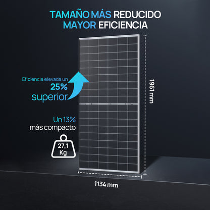Eco-Worthy Panel Solar de 500W Bifacial Monocristalino N-Type Topcon