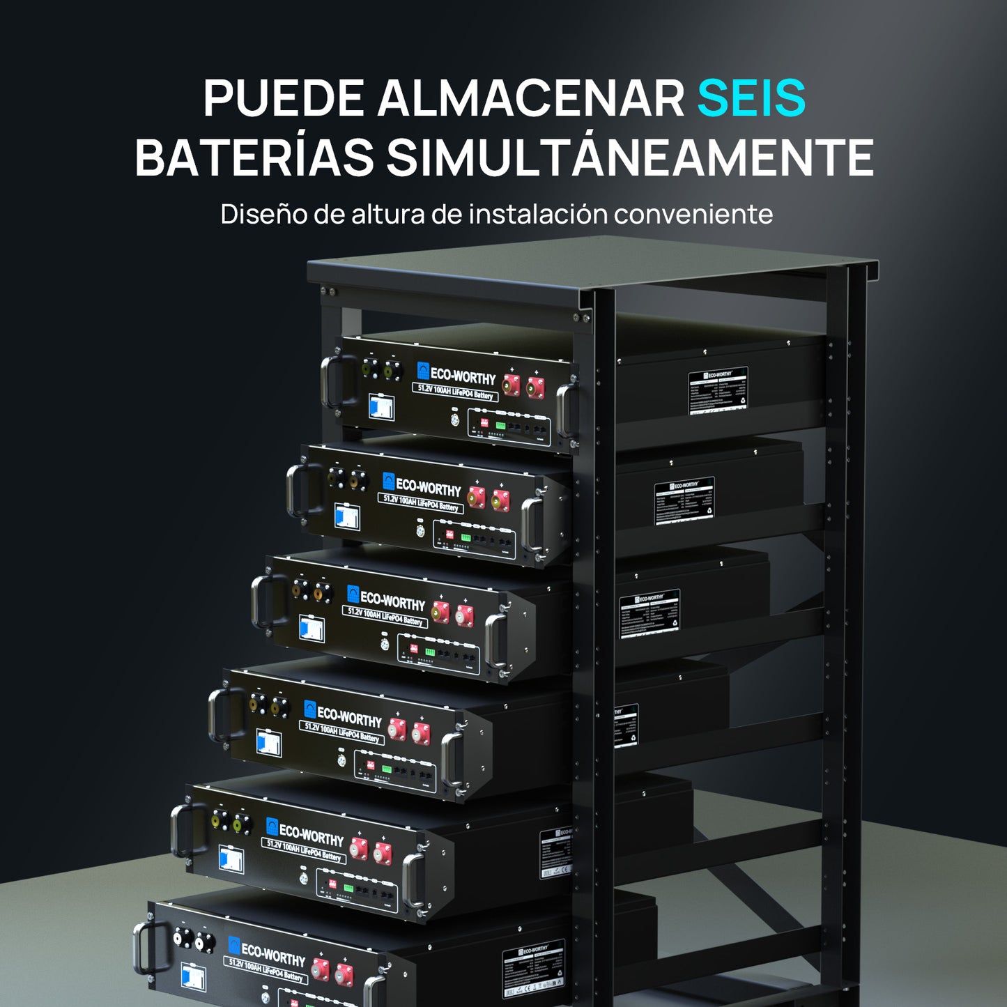 Rack ECO-WORTHY de 6 capas 19 pulgadas para baterías de servidores