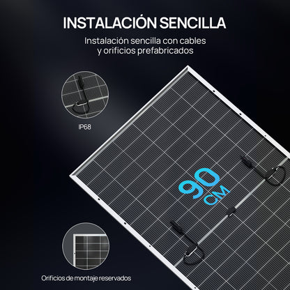 Eco-Worthy Panel Solar de 500W Bifacial Monocristalino N-Type Topcon