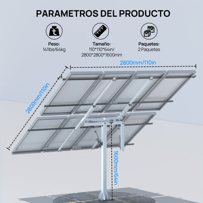 Sistema de seguimiento solar de doble eje ECO - WORTHY (versión extendida, +40% de eficiencia) con controlador de seguimiento - eco - worthy - es