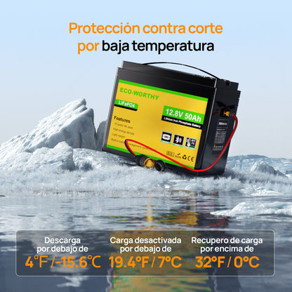 Batería Litio LiFePO4 12V 50Ah - Batería Litio LiFePO4 12V - eco - worthy - es