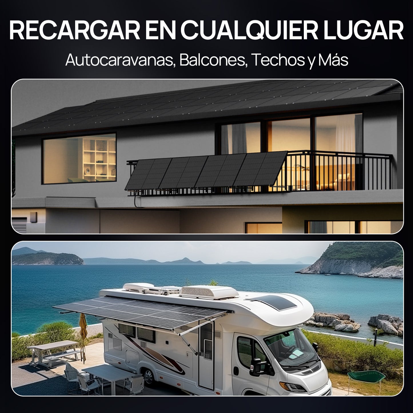 Panel solar BC totalmente negro ECO-WORTHY de 120W