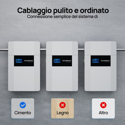 Batería de interior de montaje en pared ECO - WORTHY de 48V 100Ah con caja de conexiones | IEC 62619 | Apta para bajas temperaturas | 10 años de garantía - Batería Litio LiFePO4 48V - eco - worthy - es