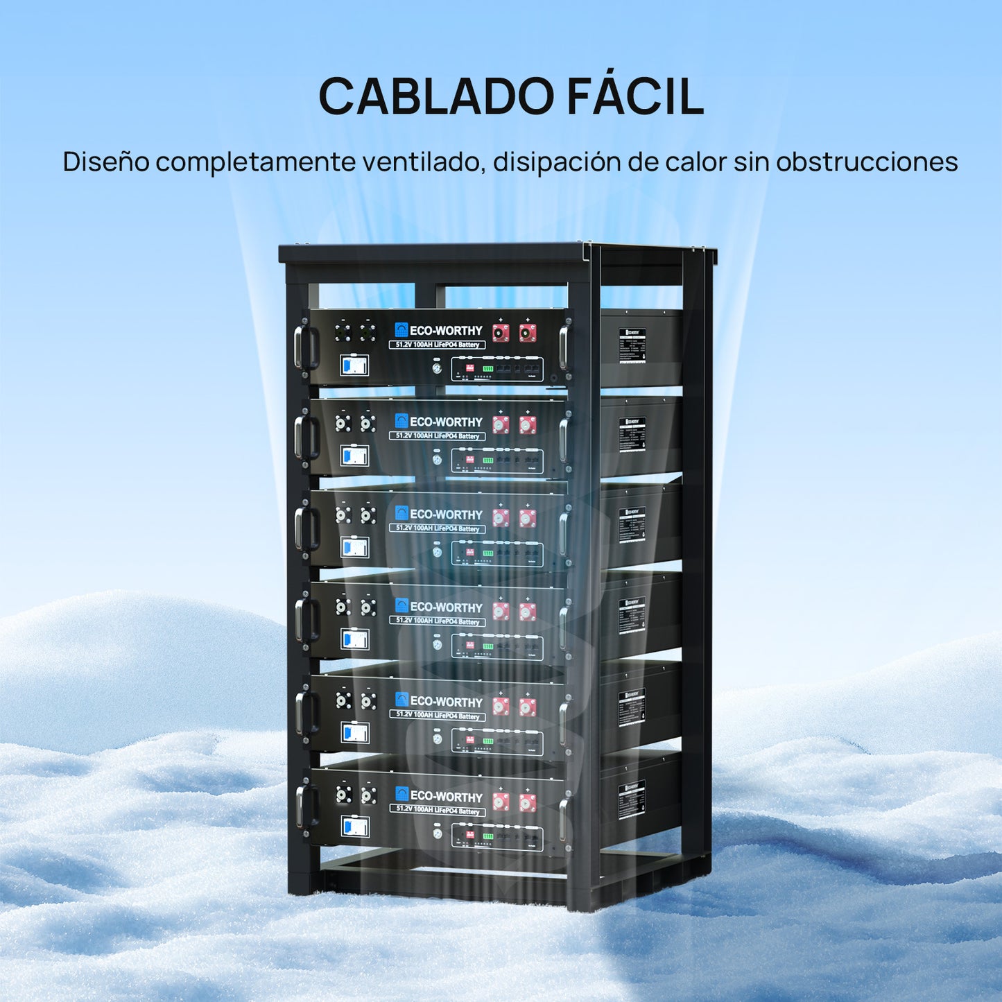 Rack ECO-WORTHY de 6 capas 19 pulgadas para baterías de servidores
