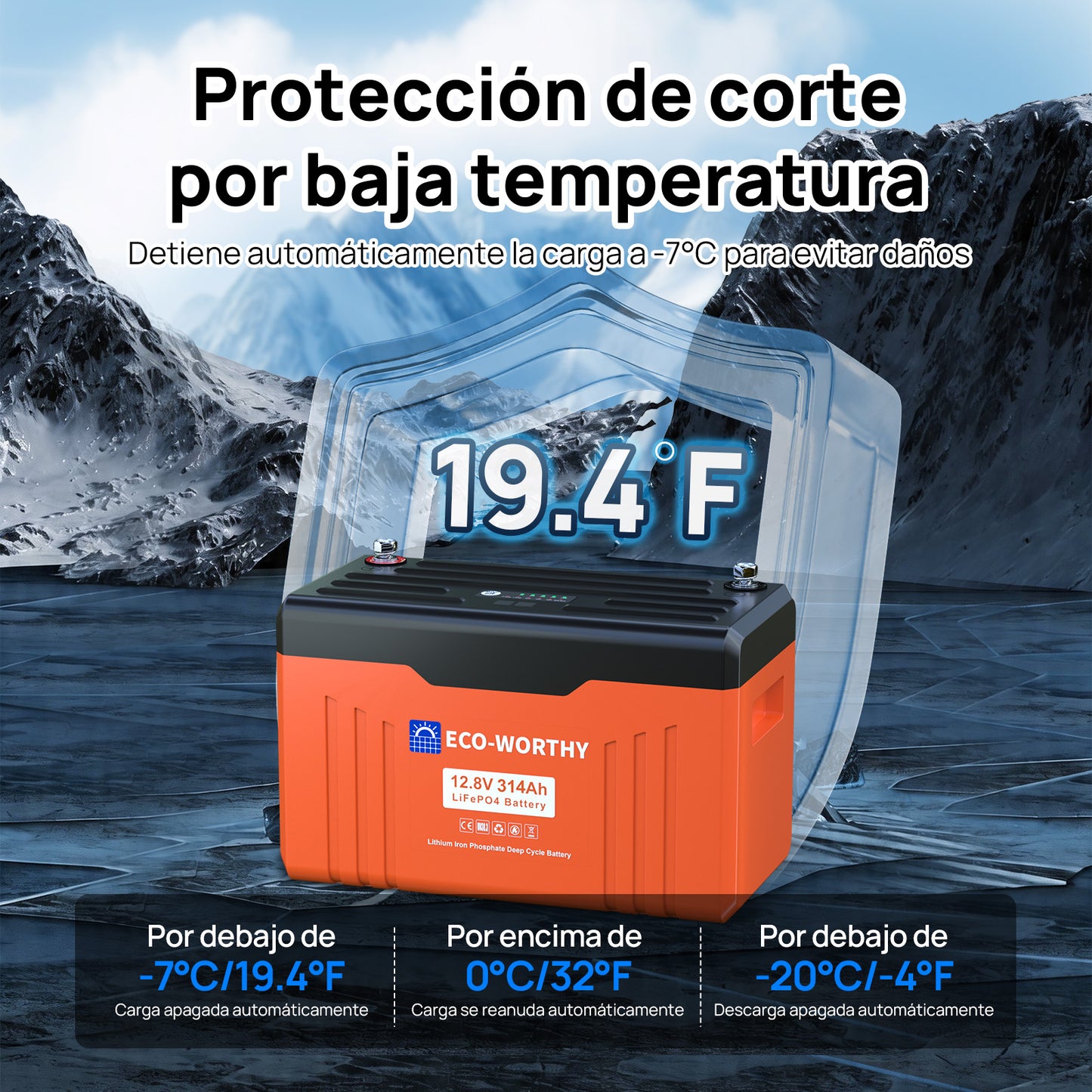 Batería de litio LiFePO4 de 12V y 314Ah con Bluetooth - Batería Litio LiFePO4 12V - eco - worthy - es