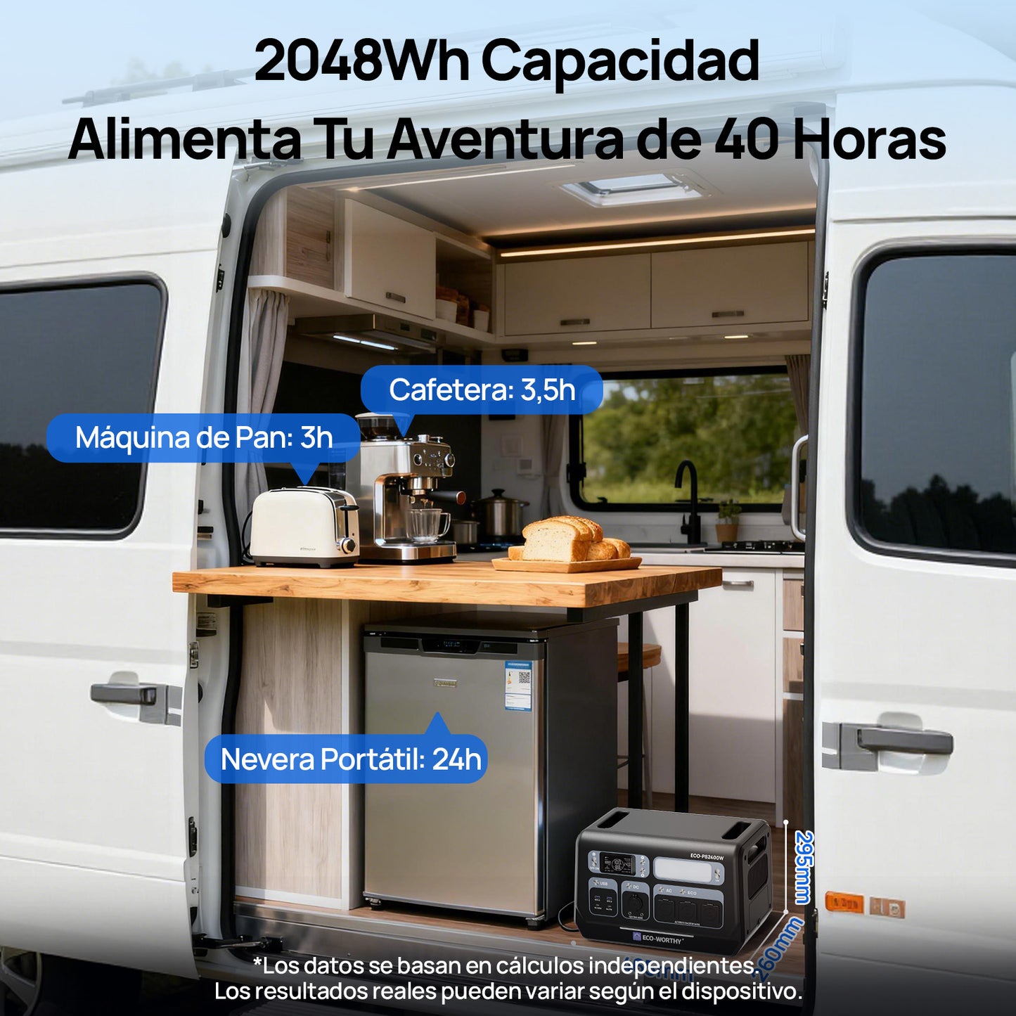 Estación de energía portátil de 2400W con batería de litio de 2048Wh | Fuente de alimentación de emergencia